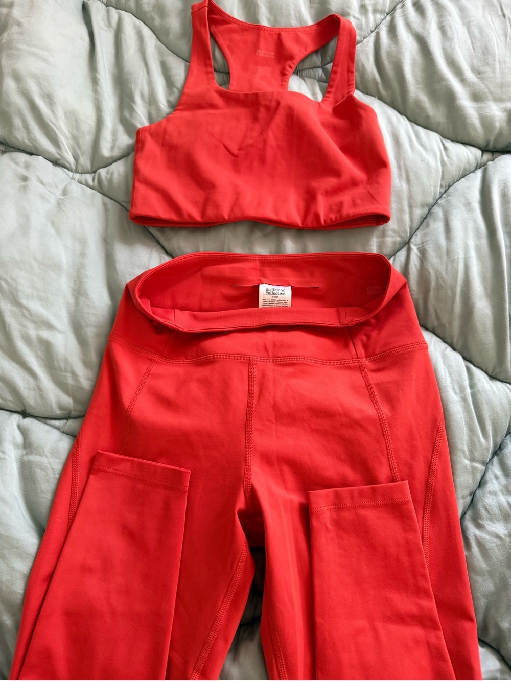 Girlfriend Collective dark orange  workout set